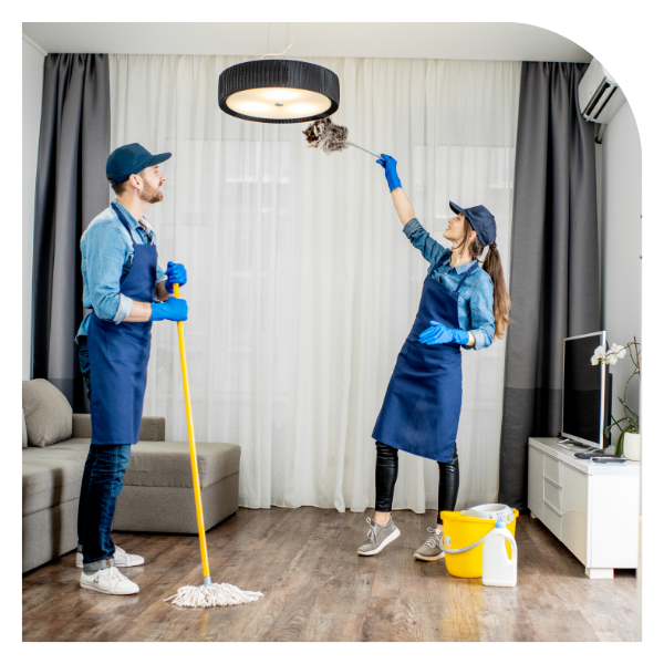 Professional move out cleaning in North Carolina apartment, detailing kitchen, bathroom, and floors